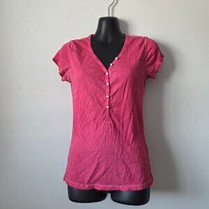 Guess vintage style pink washed tshirt henley